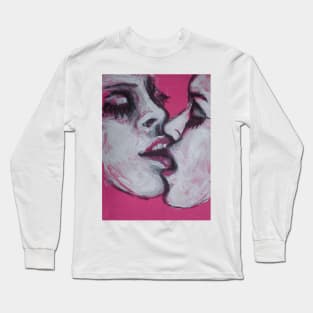 Lovers - Kiss in Pink Long Sleeve T-Shirt